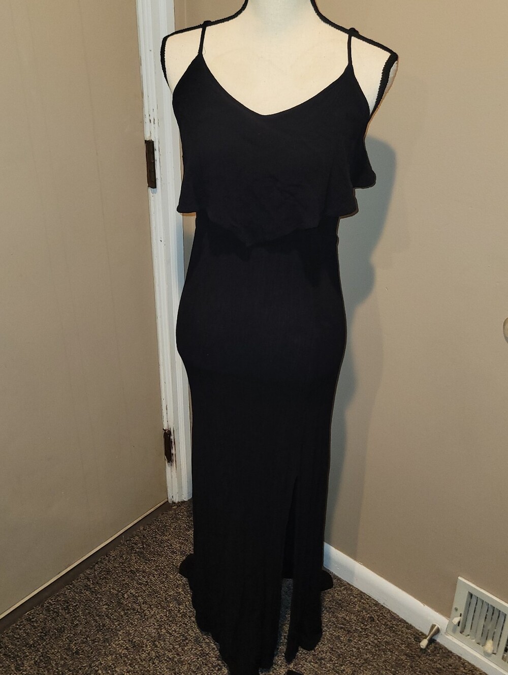 🚫SOLD DO NOT BUY!!! Mudd Black Ruffle-Overlay Spaghetti-Strap Maxi Dress